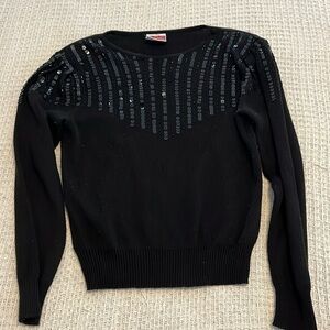 Vintage black sequin trim sweater